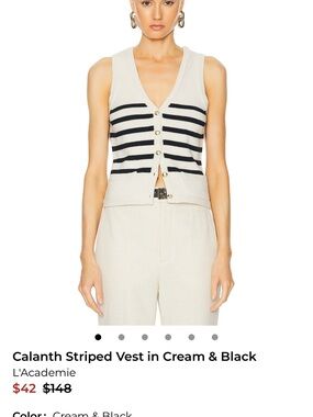 L'Academie Calanth Black & Cream Striped Knit Vest